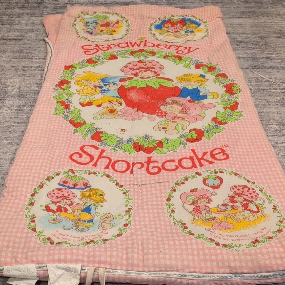 American Greetings Pink and Red Strawberry Design Fabric